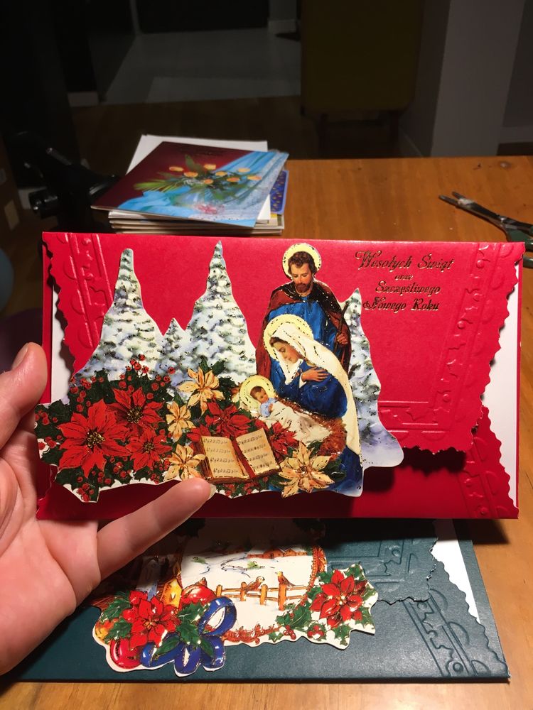 Cztery bardzo ładne kartki świąteczne, Wesołych Świąt