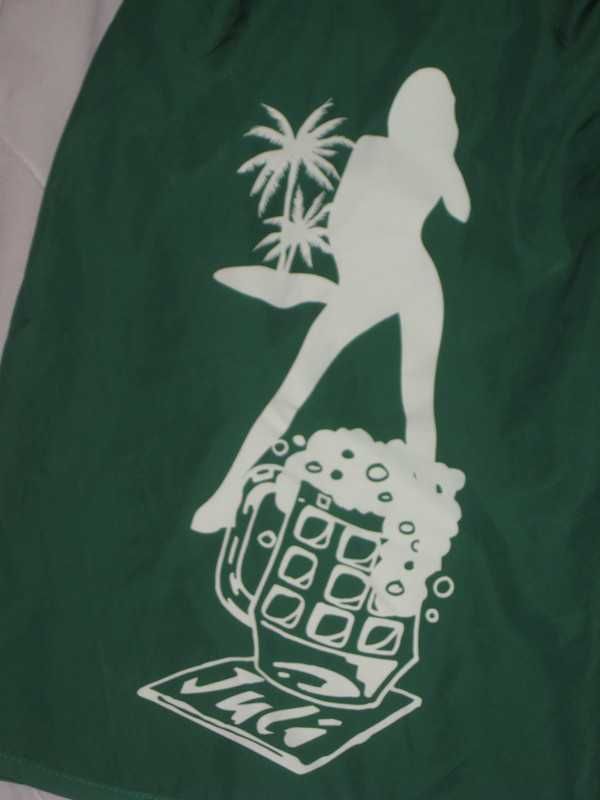 Spodenki krótkie spodnie hawajskie szorty lekkie plażowe piwo laska L