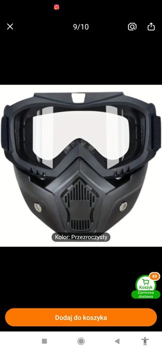 Maska wiatroszczelna na narty, snowboard, rower lub motor