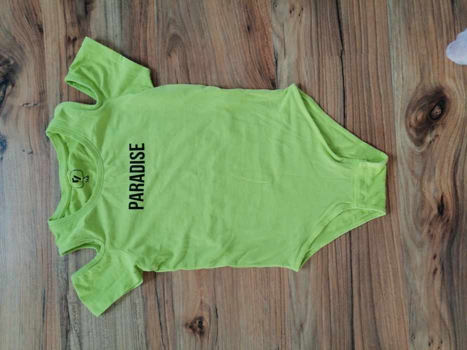 Body 146 Jung Reporter limonkowe piękne koszulka krótki rękaw tshirt