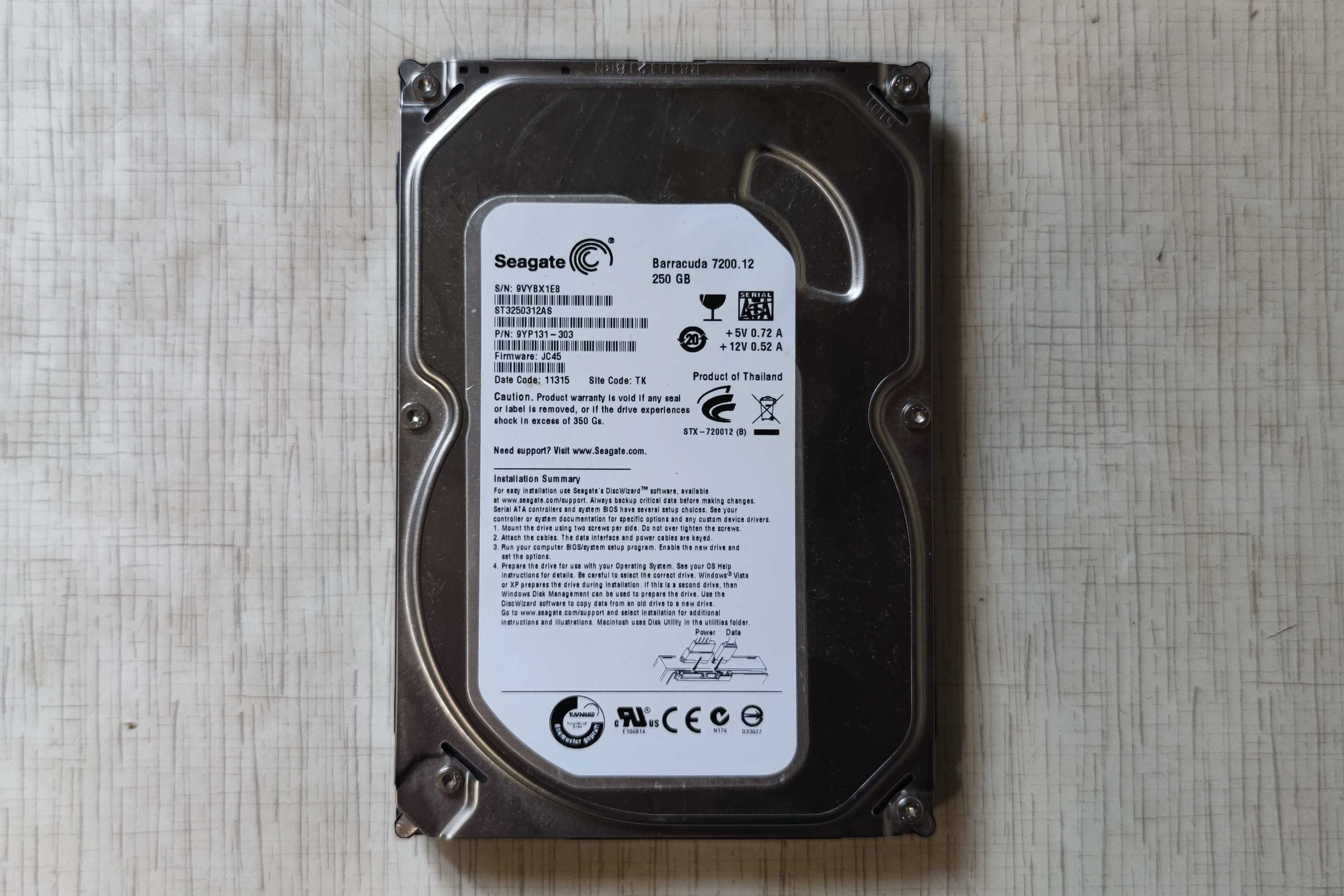 Жесткий диск SEAGATE 250GB (ST3250312AS) 7200rpm 16MB 3.5 SATA