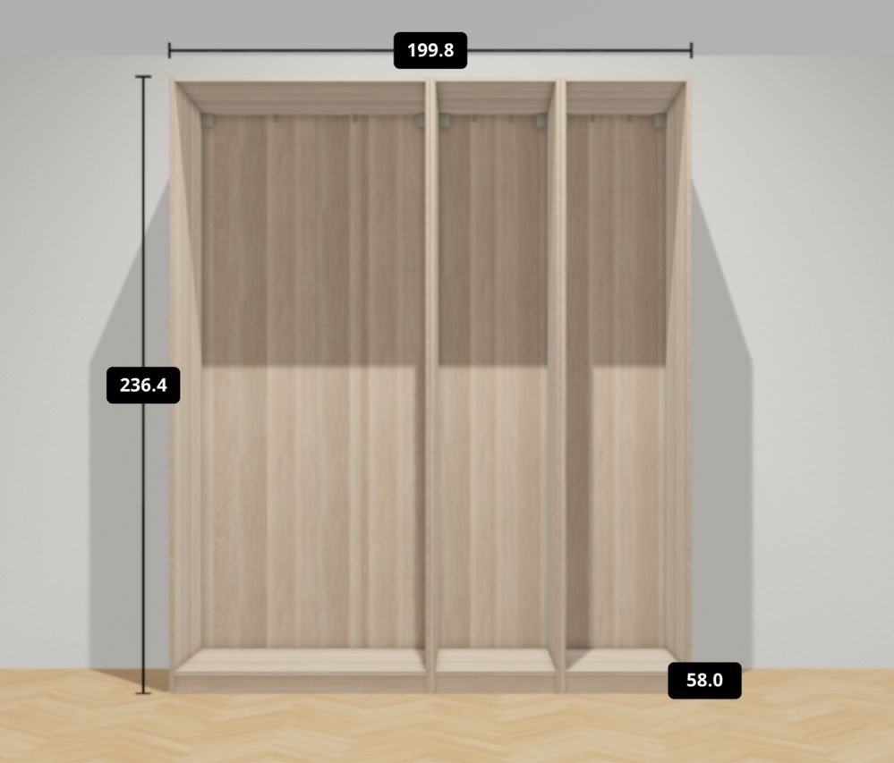 Roupeiro PAX IKEA (200 x 58 x 236 cm) carvalho com portas brancas