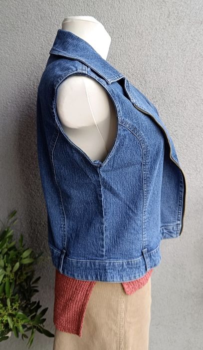 Kamizelka w typie ramoneska wiosna jeansowa biust 47x2 M vintage