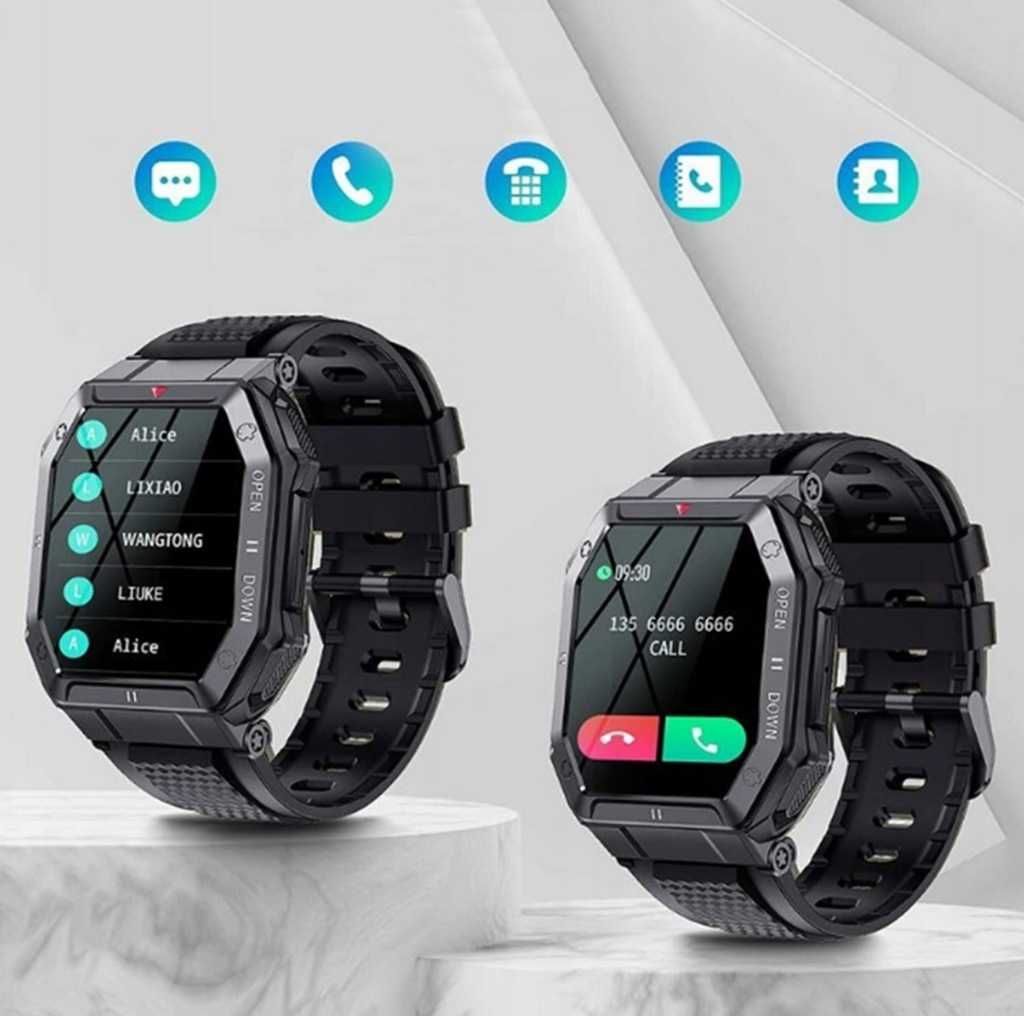 SMARTWATCH Zegarek Męski Militarny Rozmowy Wielofunkcyjny MENU PL