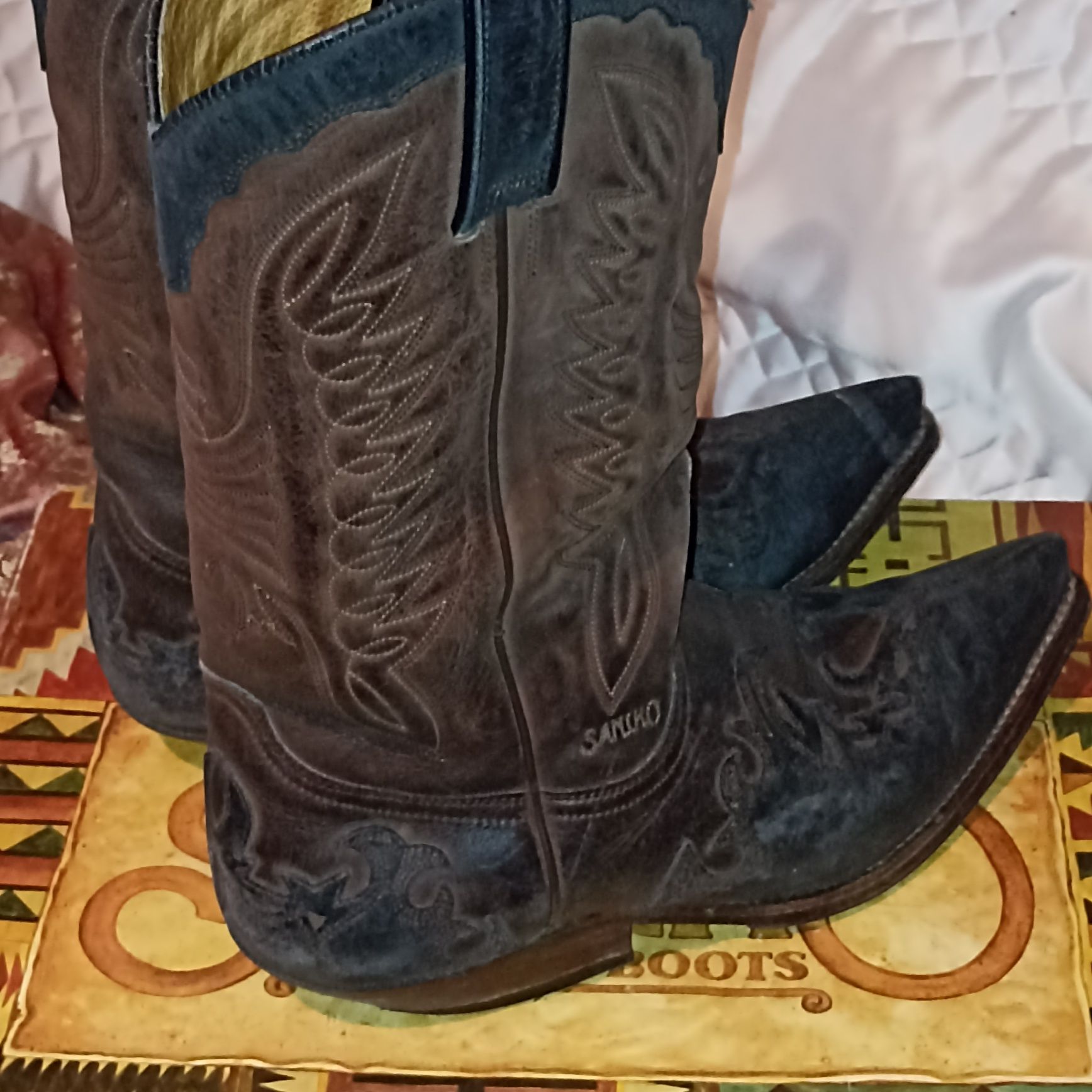 Botas Sancho Western Boots em cabedal tamanho 41
