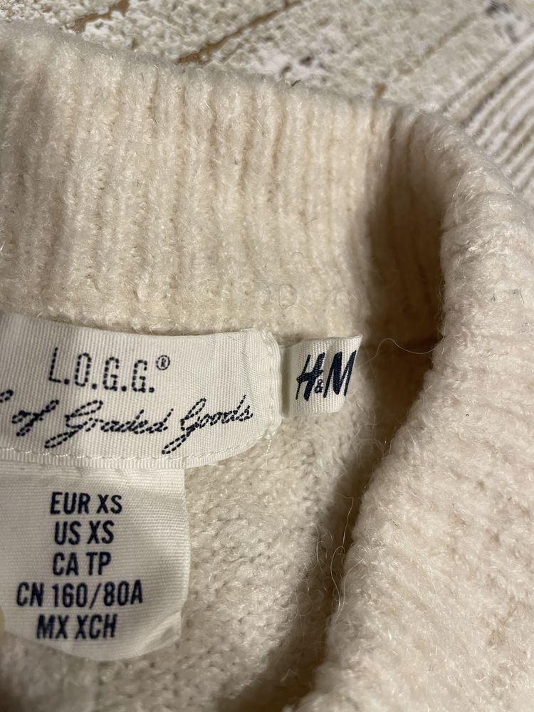 Sweter damski/ dziewczęcy H&M ecru rozm. XS