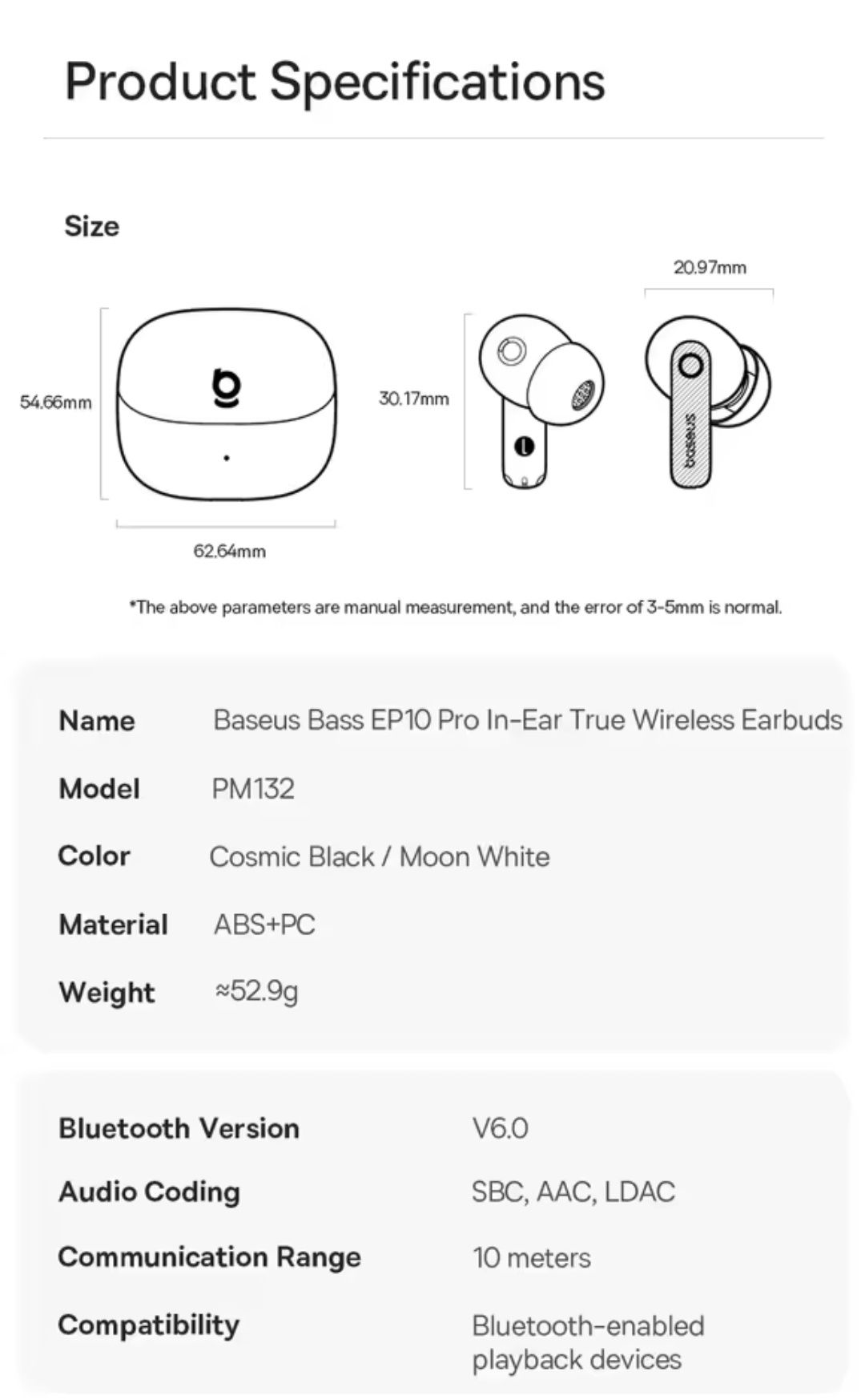 Новинка от Baseus TWS наушники EP10 Pro,50db,55h,6micro,app,6.0,Ldac#