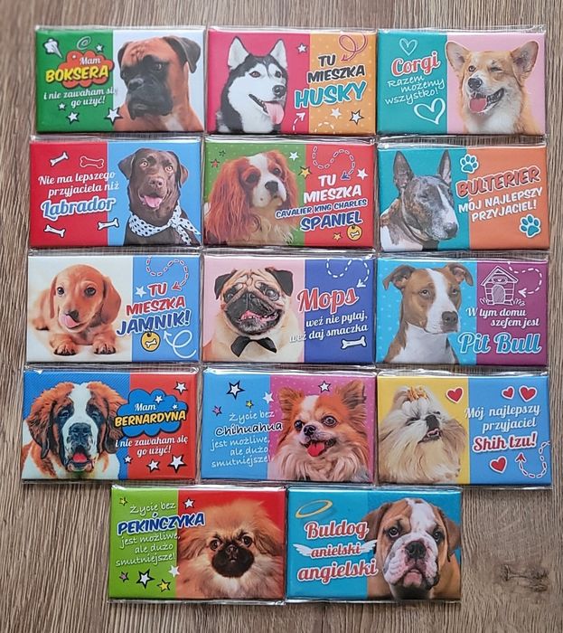 Pieski / 14 szt - magnesy na lodówkę