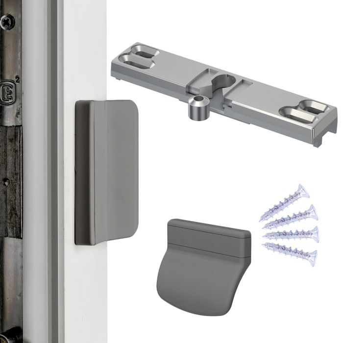 Zatrzask balkonowy uchwyt klamka do drzwi pochwyt palacza Srebrny