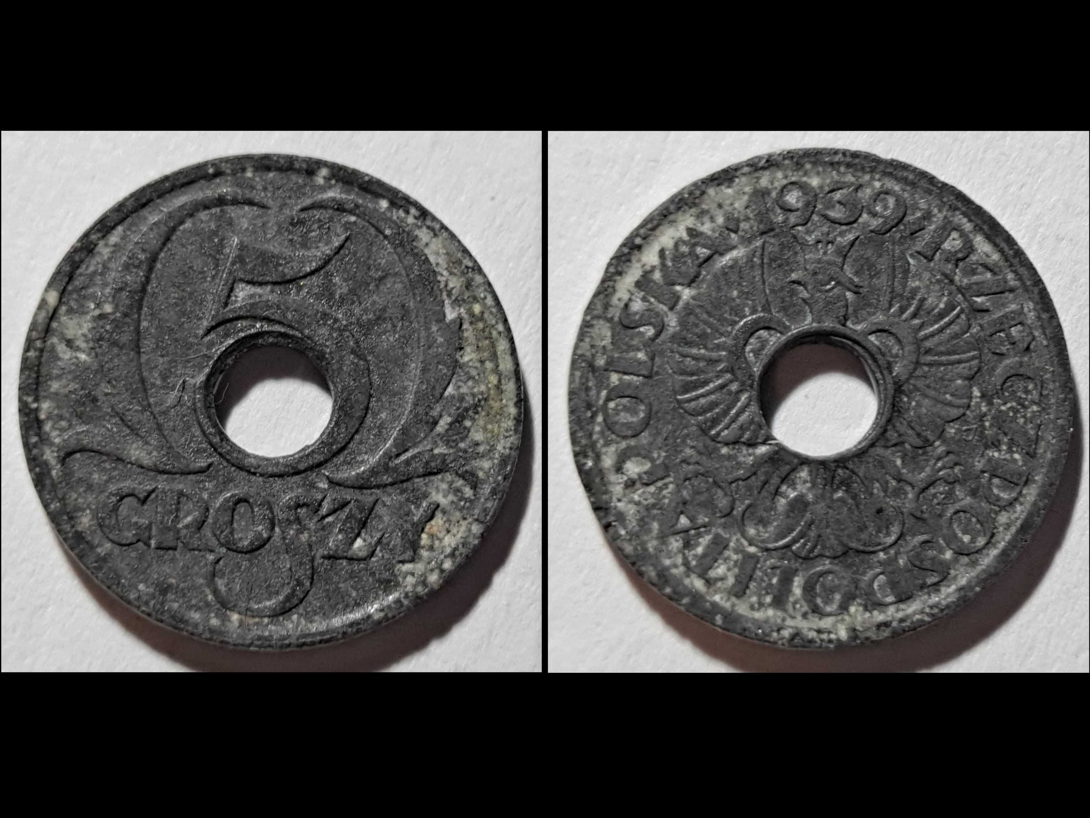 moneta - 5 Groszy - (Polska) II Rzeczpospolita - 1939 r  GG - cynk