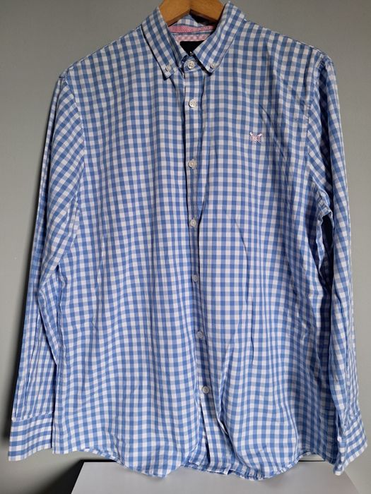 Niebieska  męska koszula w kratę Crew Clothing  Company