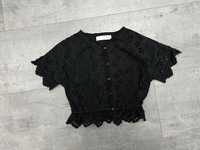 Bluzka Zara haftowana ażurowa czarna 116 cm 6 lat