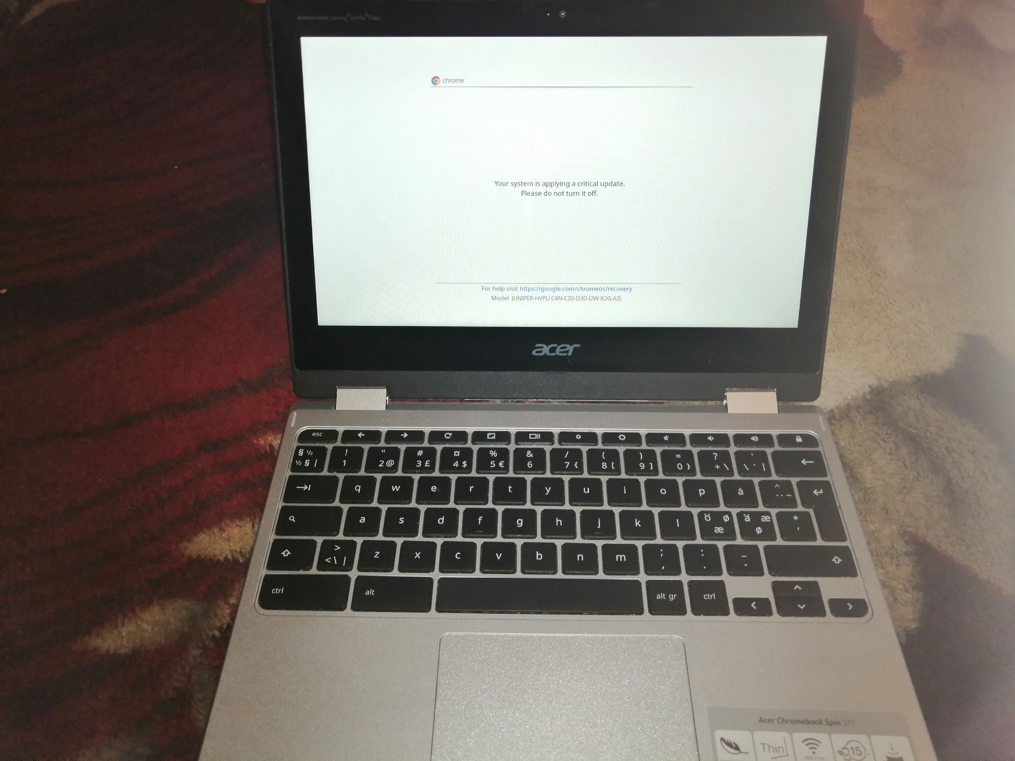 Chromebook aser spin 311 h3