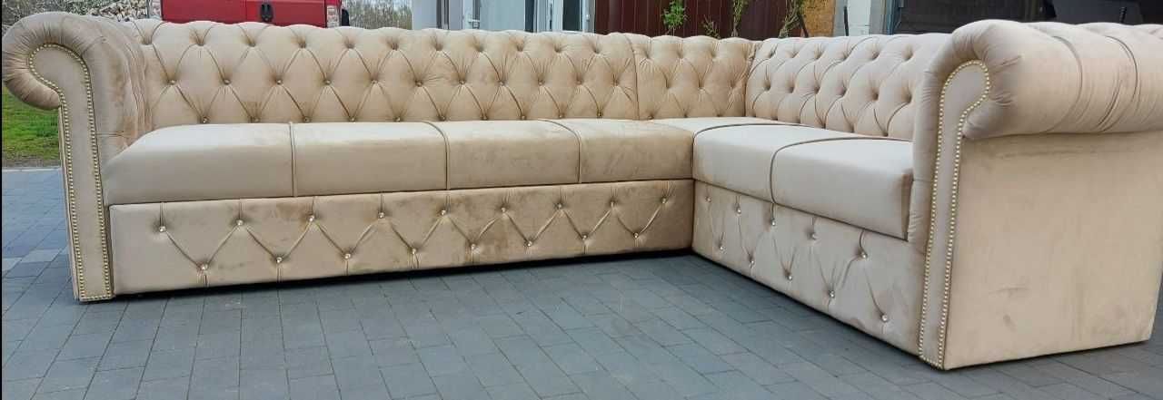 Narożnik 220x300 f spania pojemnik chesterfield głęboki pik