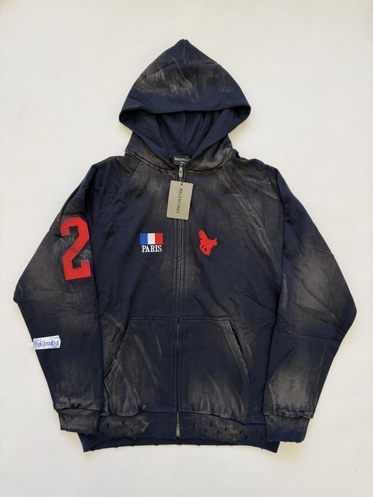 зип худи Balenciaga Paris polo dirty zip up M L vetements rick owens