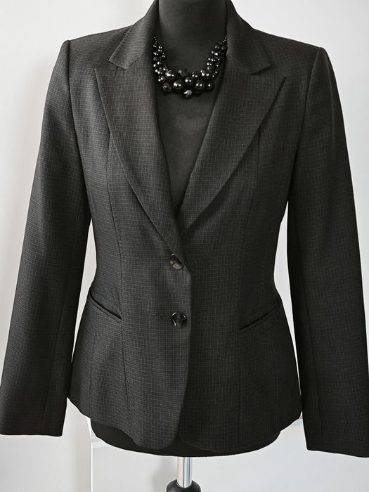 F&F czarna marynarka w delikatną kratkę - rozmiar M