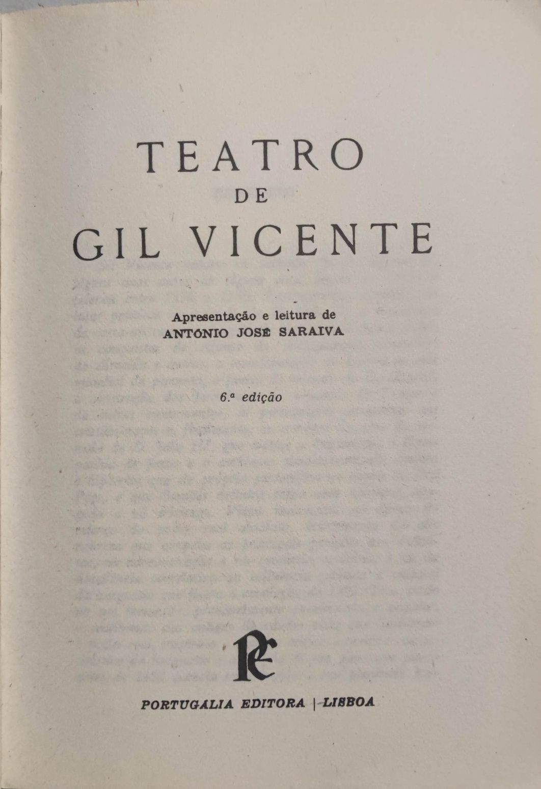 Livro REF-PA5 - Antônio José Saraiva - Teatro de Gil Vicente