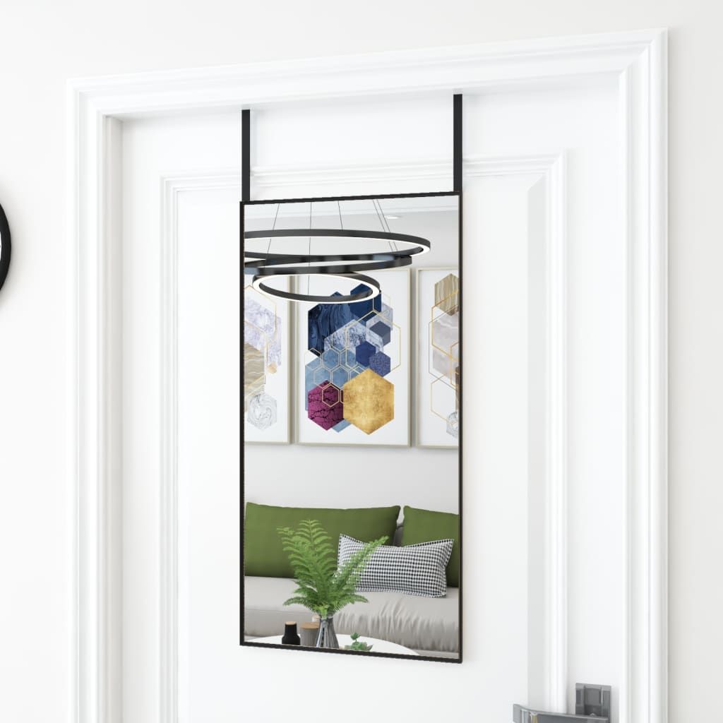 Vidaxl Lustro Na Drzwi, Czarne, 40X80 Cm, Szkło I Aluminium