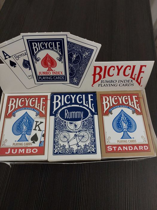 Карты игральные BICYCLE: 
Jumbo,  STANDARD, PRESTIGE, RUMMY.