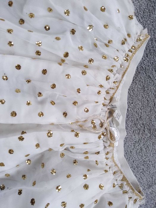 Tiulowa spódnica złote brokatowe kropki H&m 134 cm z metka prezent