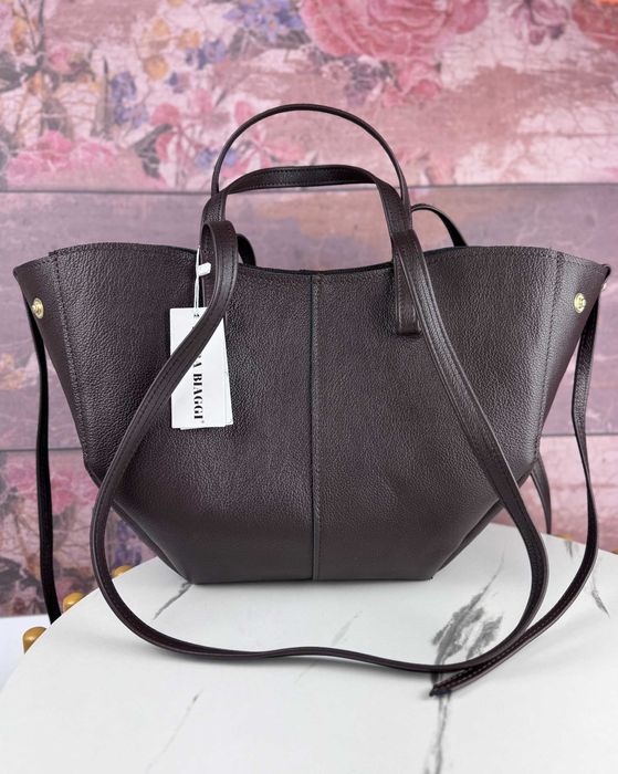 TOREBKA shopperka SKÓRA NATURALNA kolor czekoladowy + kosmetyczka