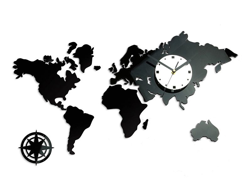 Zegar Ścienny Mapa Świata Duży