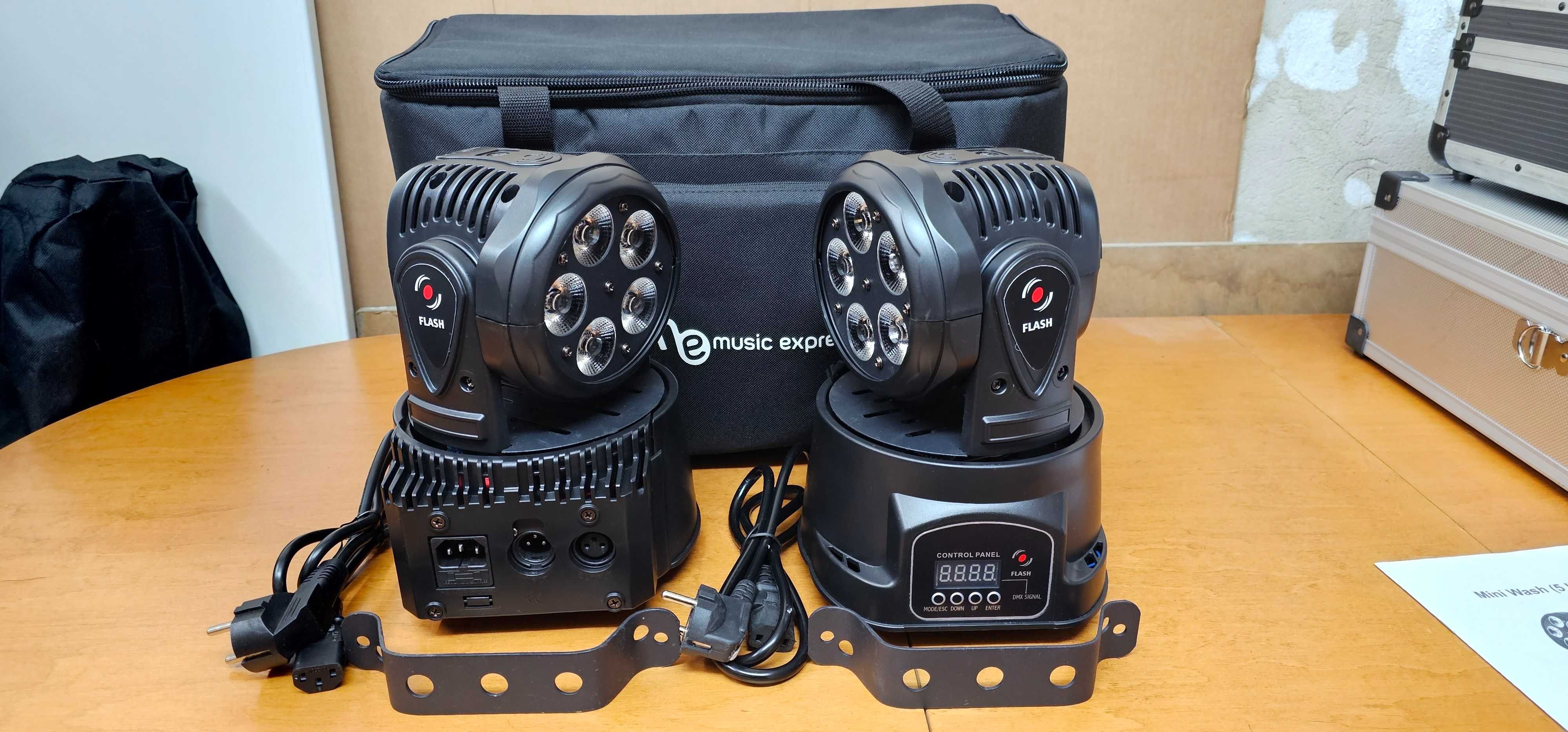 Głowica ruchoma Mini Wash 5x15w, dwie sztuki i torba