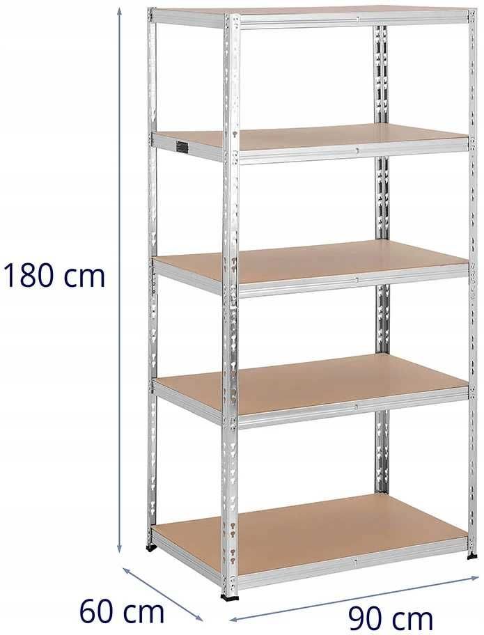 Regał magazynowy metalowy MSW 180 x 90 x 60 cm max 175 kg na półkę