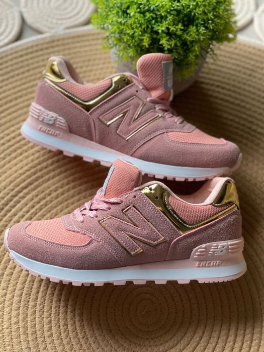 Damskie New Balance 574 Pink Gold • Nowe • 39 Różowe sportowe viral