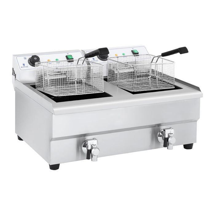 frytkownica frytownica gastronomiczna dwukomorowa z kranami 230v 2x16l