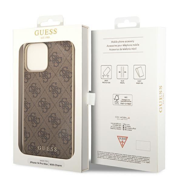 Etui Guess do iPhone 14 Pro Hardcase 4G Charms Brown