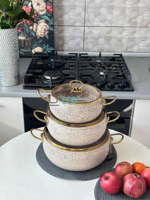 Набір каструль Edenberg 6 предметів з мармуровим антипригарним покритт