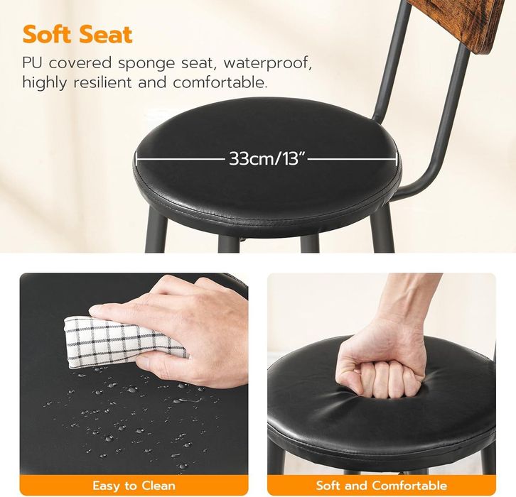 Stołek barowy z oparciem, hoker zestaw 2 sztuki