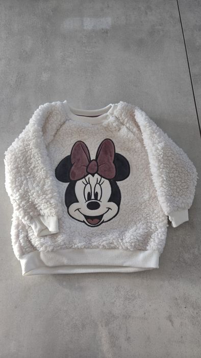 Gruba bluza z Myszką Mini kolor śmietankowy w rozmiarze 86