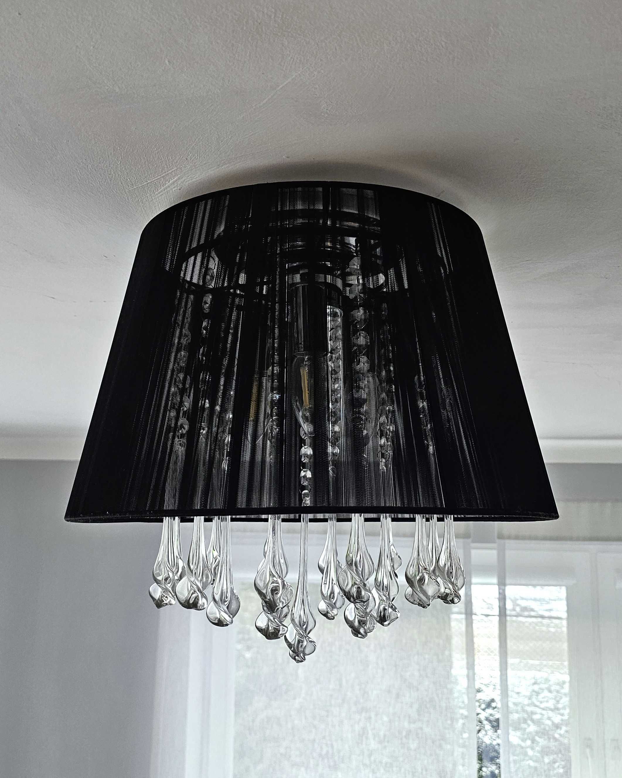 Lampa wisząca żyrandol plafon z kryształkami ITALUX czarny glamour