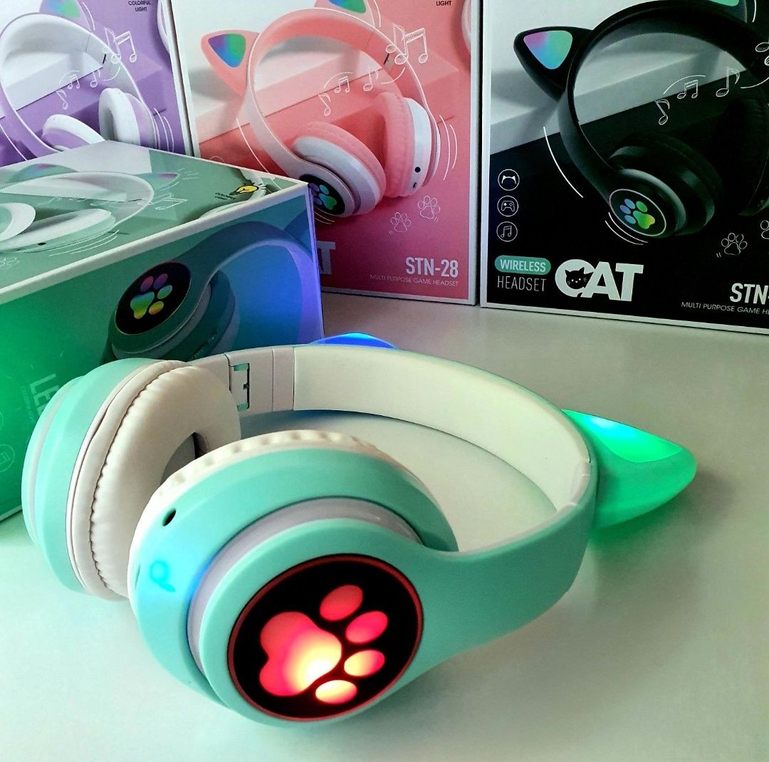 Дитячі навушники котячі вушка, безпровідні, Bluetooth є у Львові