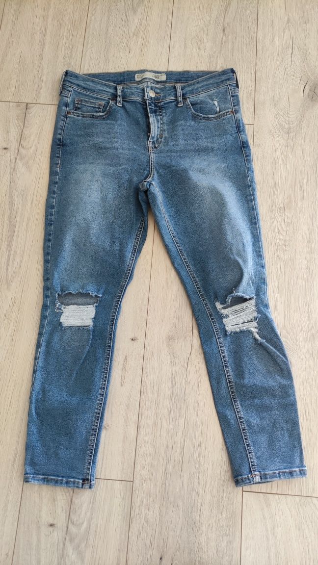 M/L W30L28 dla niskiej Topshop jeansy spodnie jamie denim rozprucia