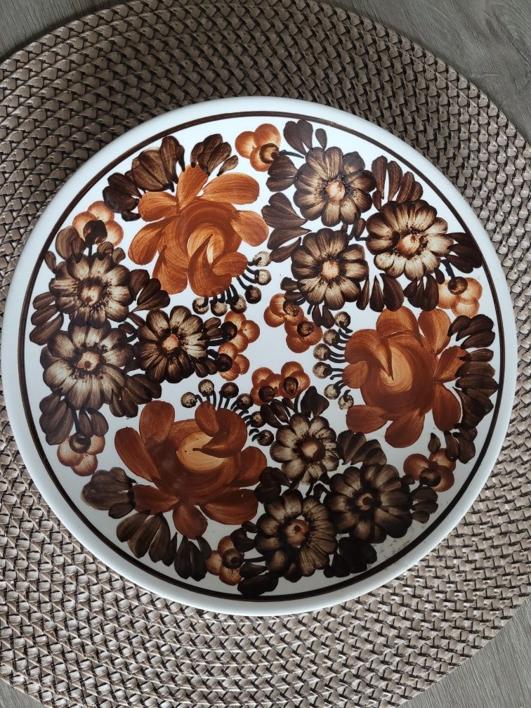Zf Koło Porcelanowy Talerz Ręcznie Malowany Fajans Kwiaty