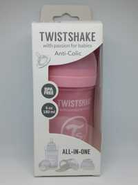 Twistshake, butelka antykolkowa 180 ml różowa