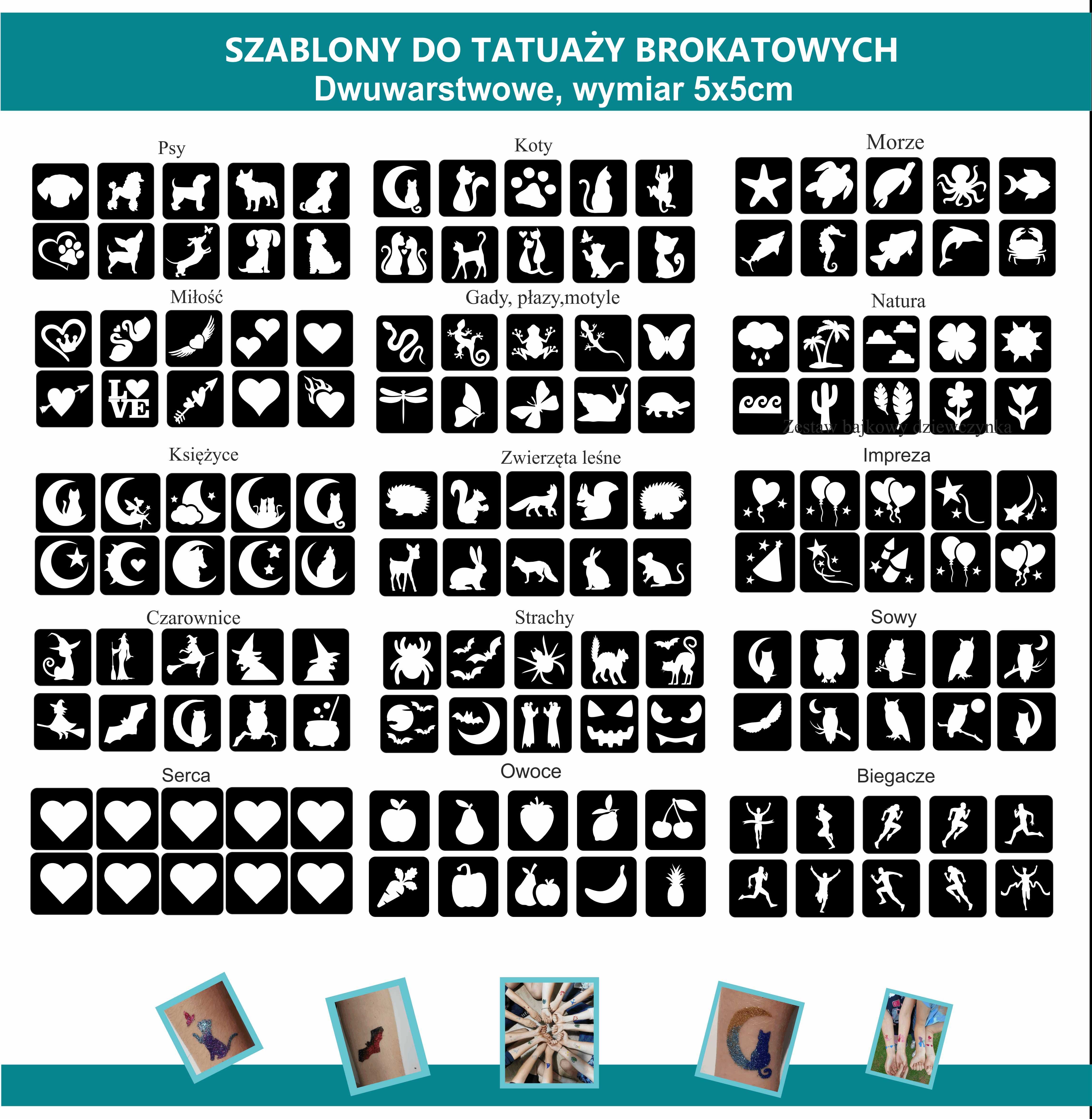 Szablony do tatuaży brokatowych