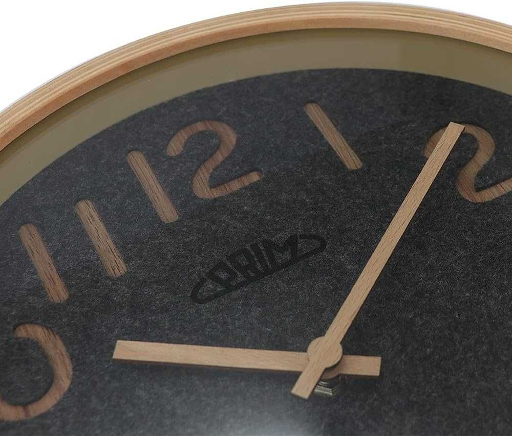 PRIM Organic Soft drewniany zegar ścienny drewno/filc grafitowy