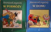 Słownik angielski, dwie książki edukacyjne dla dzieci.