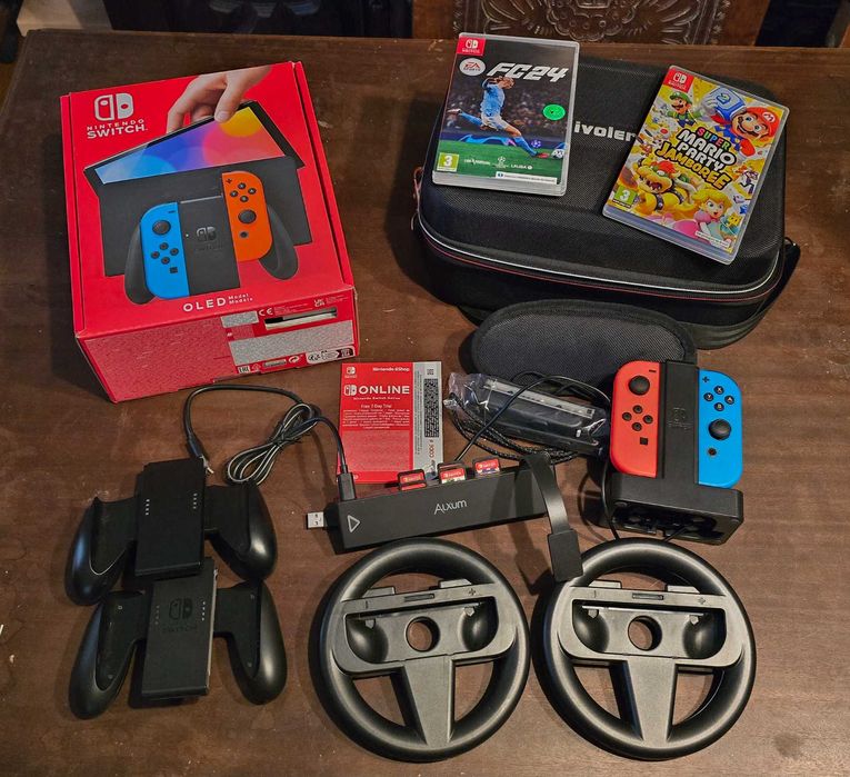 Nintendo switch oled + acessórios + jogos