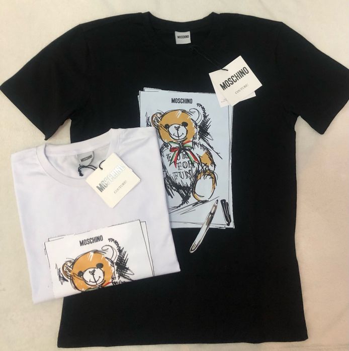 Nowe męskie koszulki moschino biale s-xxl