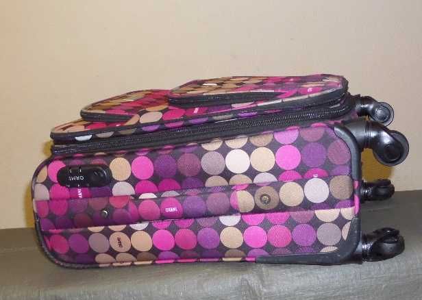 Чемодан тканевый разноцветный, 4 колеса, 50Х35Х22/26 см.