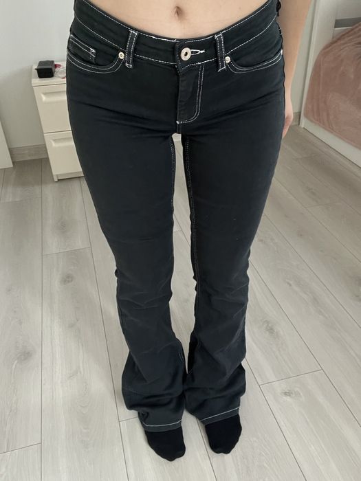 Джинсы черные средняя талия багги клёш винтаж bootcut 36 s 2000s 90s