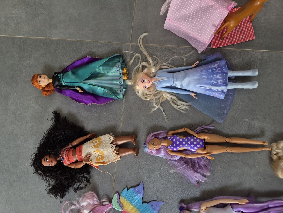 Barbie zestaw kilku lalek i akcesoriów