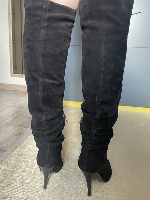 Сапоги ботфорды замшевые