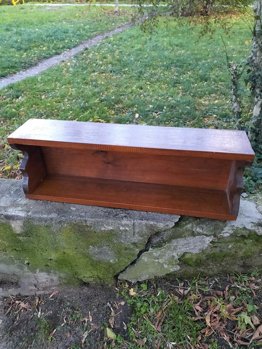 Solidna dębowa półka PRL