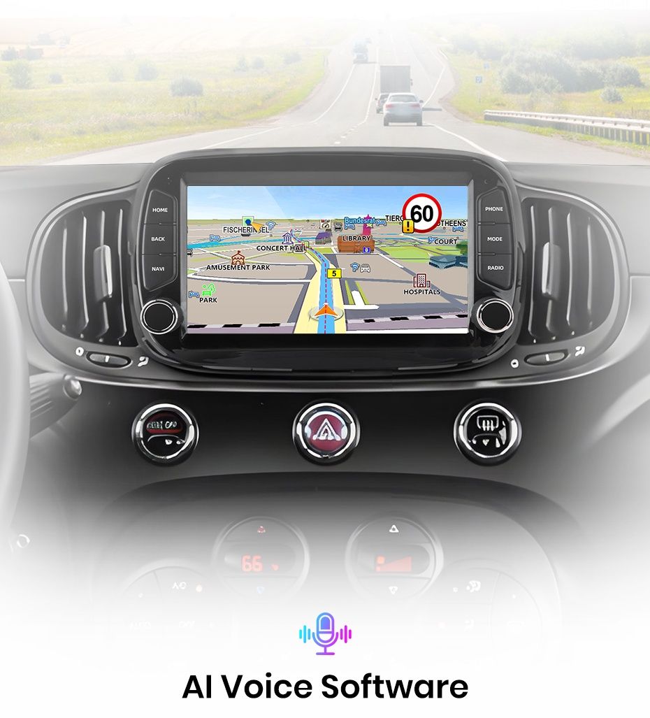 Rádio Android Fiat 500 de 2016-19 Carplay 2/32GB GPS wifi BT NOVO